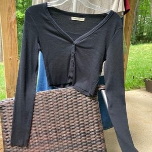 Knit Fitted Button-Up Crop Top